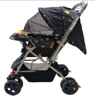 Baby Stroller With Attach Mosquito Net and Soft Cushion Seat & Musical Tray